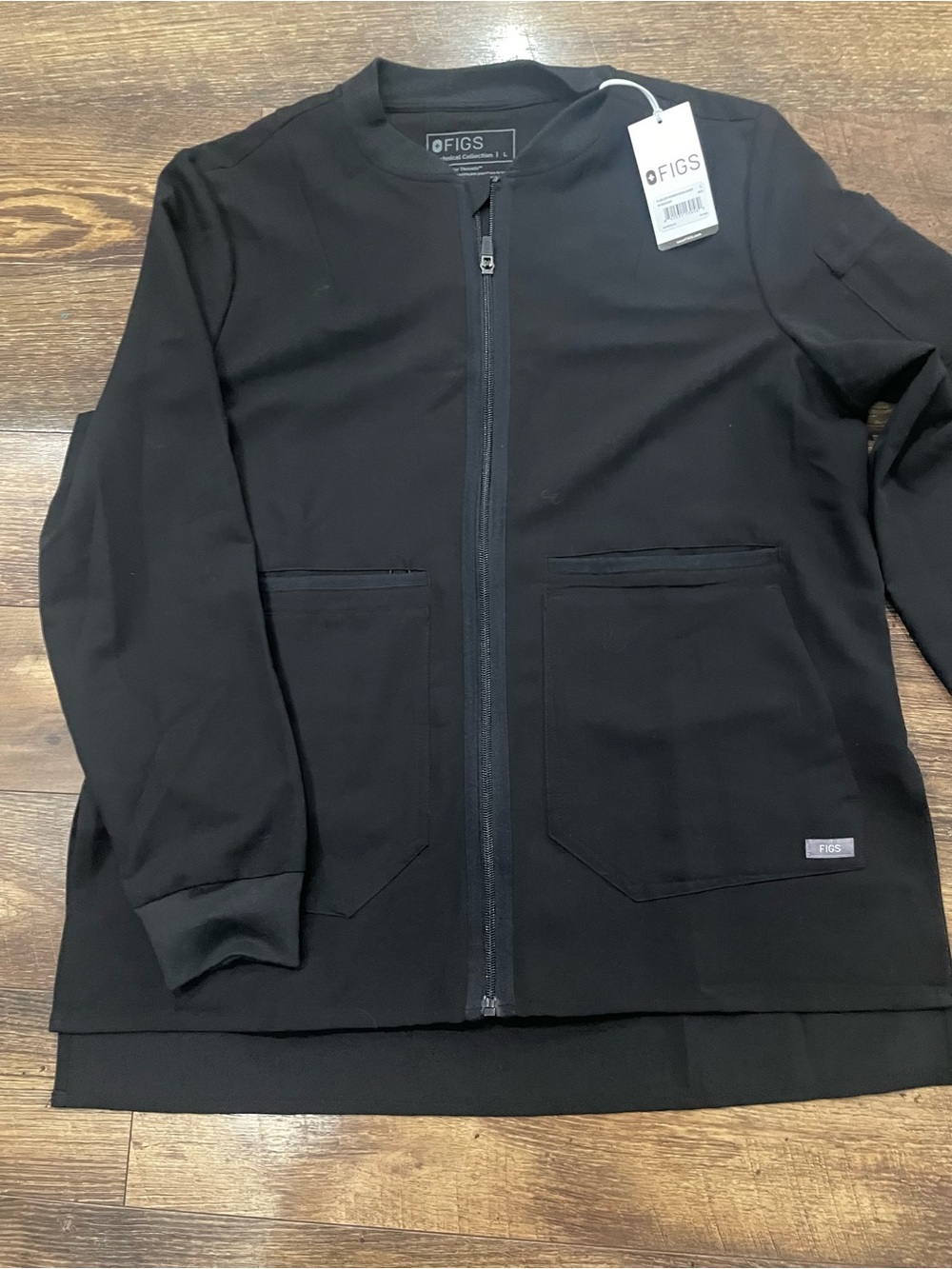 FIGS large Women's Black Zip Front jacket